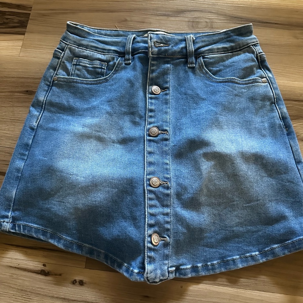 Southern grace jean skirt with built in shorts